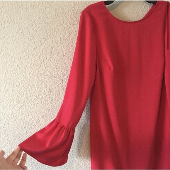 Cremieux Sz 4 Red Ruffle Bell Sleeve Shift Dress S Daniel Nordstroms - Picture 5 of 8